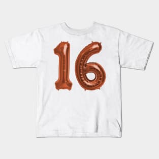 Bright Copper 16th Birthday Metallic Helium Balloons Numbers Kids T-Shirt